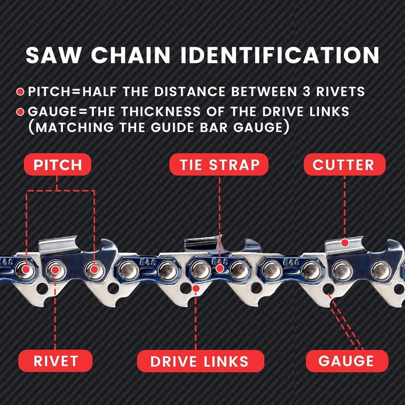 ES 3 Pack 20 Inch Chainsaw Chain .325" Pitch .058" Gauge 78 Drive Links Semi-Chisel Chain Saw Chains for Husqvarna, Poulan, Craftsman, Greenworks and More Chainsaw Brands - Image 5